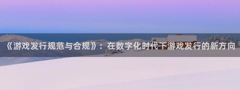 新航娱乐合法吗：《游戏发行规范与合规》：在数字化时代下游戏发行的新方向